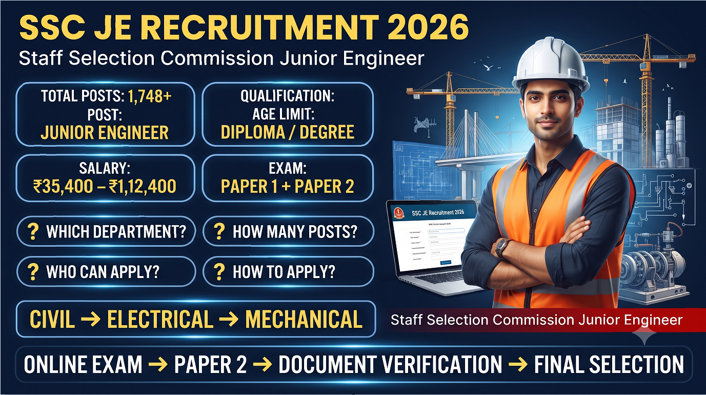 SSC JUNIOR ENGINEER (JE) Apply Online Form 2026